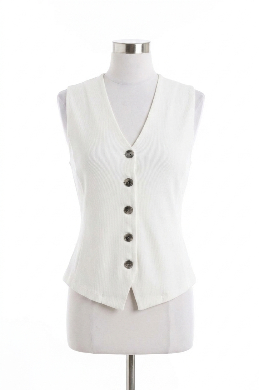 NEW DREW juno button front vest in white